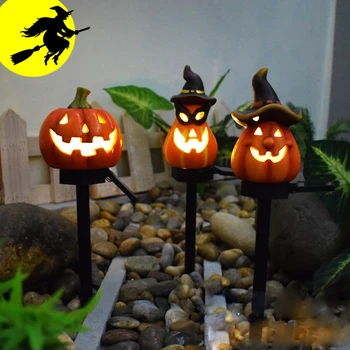 Декори за сцена на Хелоуин на открито и декоративни предмети -лампа във формата на тиква за слънчева батерия