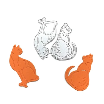 Две котки, метални режещи печати за DIY, scrapbooking и производство на пощенски картички, декорация, преге, щанцоване ремесленная