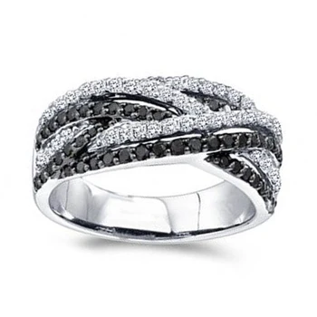 Ново творческа черно-бяло дизайнерско дамско пръстен на пръста с закручивающейся линия за парти, ежедневни облекла, модни универсални бижута, директна доставка