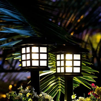Led слънчев нощна лампа за тревата, Водоустойчива лампа за ландшафта малък дом, Открит с монтиран на стената лампа, градинска украса, Осветление на предната веранда