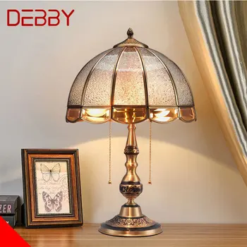 Модерна Латунная настолна лампа DEBBY LED Ретро Творчески Луксозен Стъклен Мед Настолна лампа за дома, дневна, кабинет, Спалня