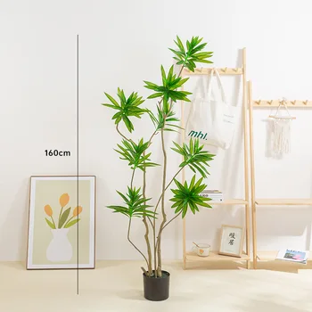 80 см Скандинавски имитация на зелените растения, лилия и бамбук, стайни растения в саксии, орнаменти за всекидневната, бамбук лилия