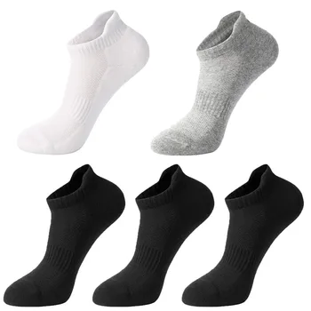 5 Чифта чорапи за бягане, спортни меки, абсорбиращи потта Дишащи памучни чорапи, баскетболни чорапи с къси тръби за мъже и жени