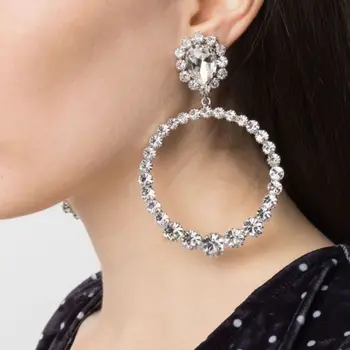 Горещ известна дизайнерска марка Circle Обеци Crystal Голяма скоба за ушите на жените висококачествени луксозни бижута Моден тренд писта