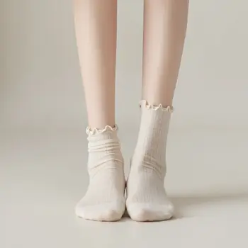 Чорапи Дамски Пролетно-летни обикновен памучен Удобни дишащи чорапи с дрямка Женски Фини Чорапи с гъбични ръба